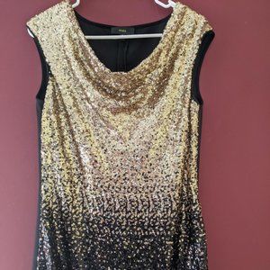 Maia Gold and Black Ombre Sequin cocktail dress